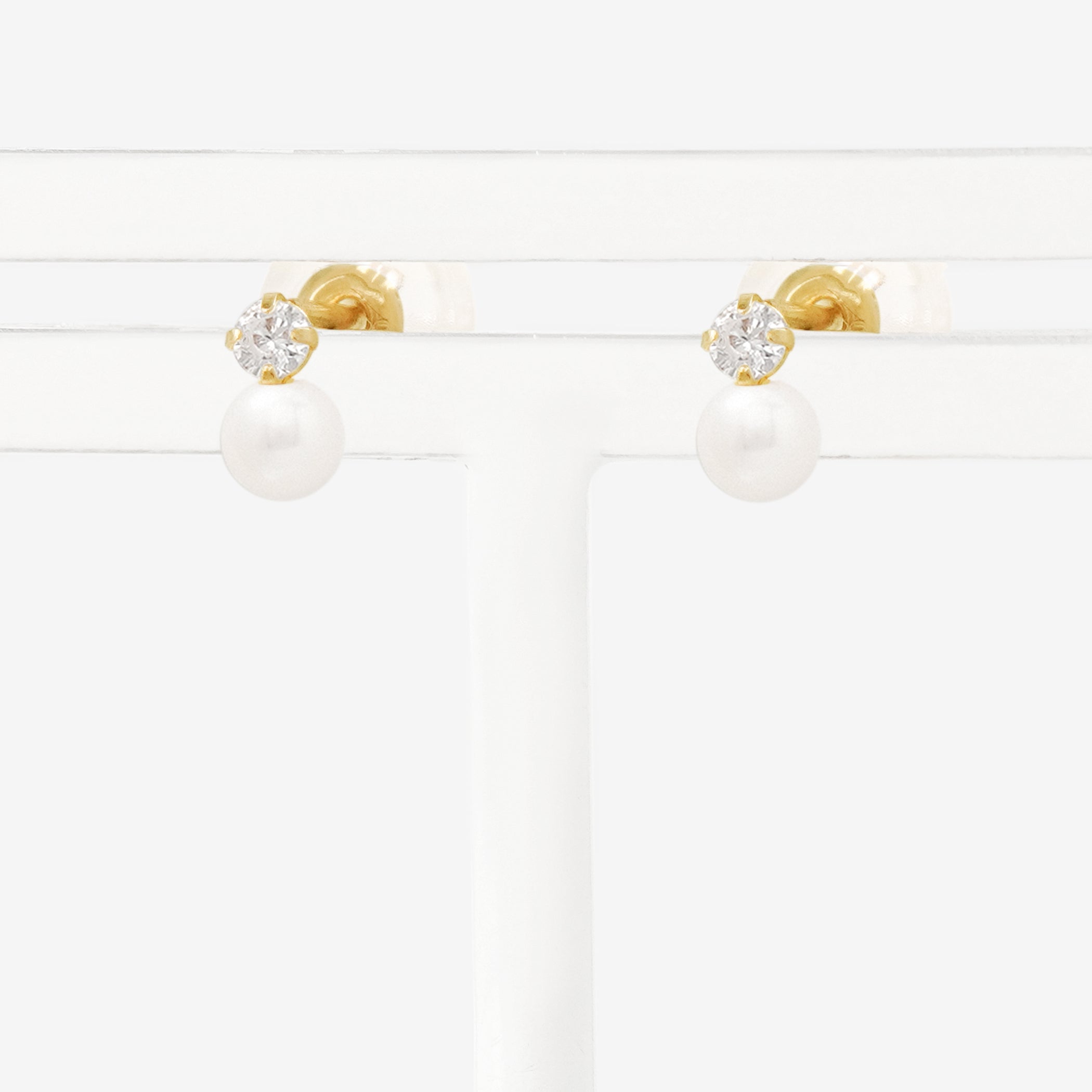 6月誕生石 K10 イエローゴールド 淡水パール ピアス