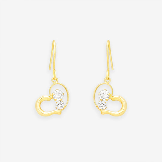 K18 イエローゴールド キュービックジルコニア ハート フック ピアス