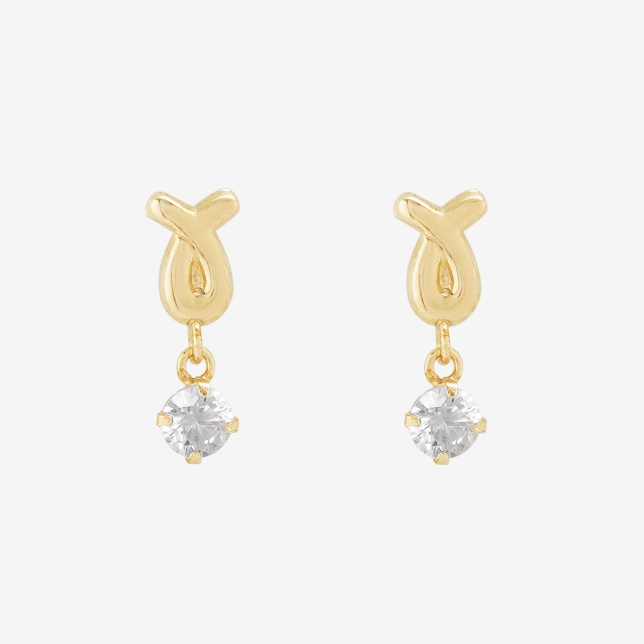 K10 イエローゴールド キュービックジルコニア ピアス