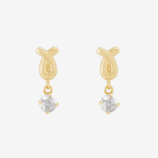 K10 イエローゴールド キュービックジルコニア ピアス