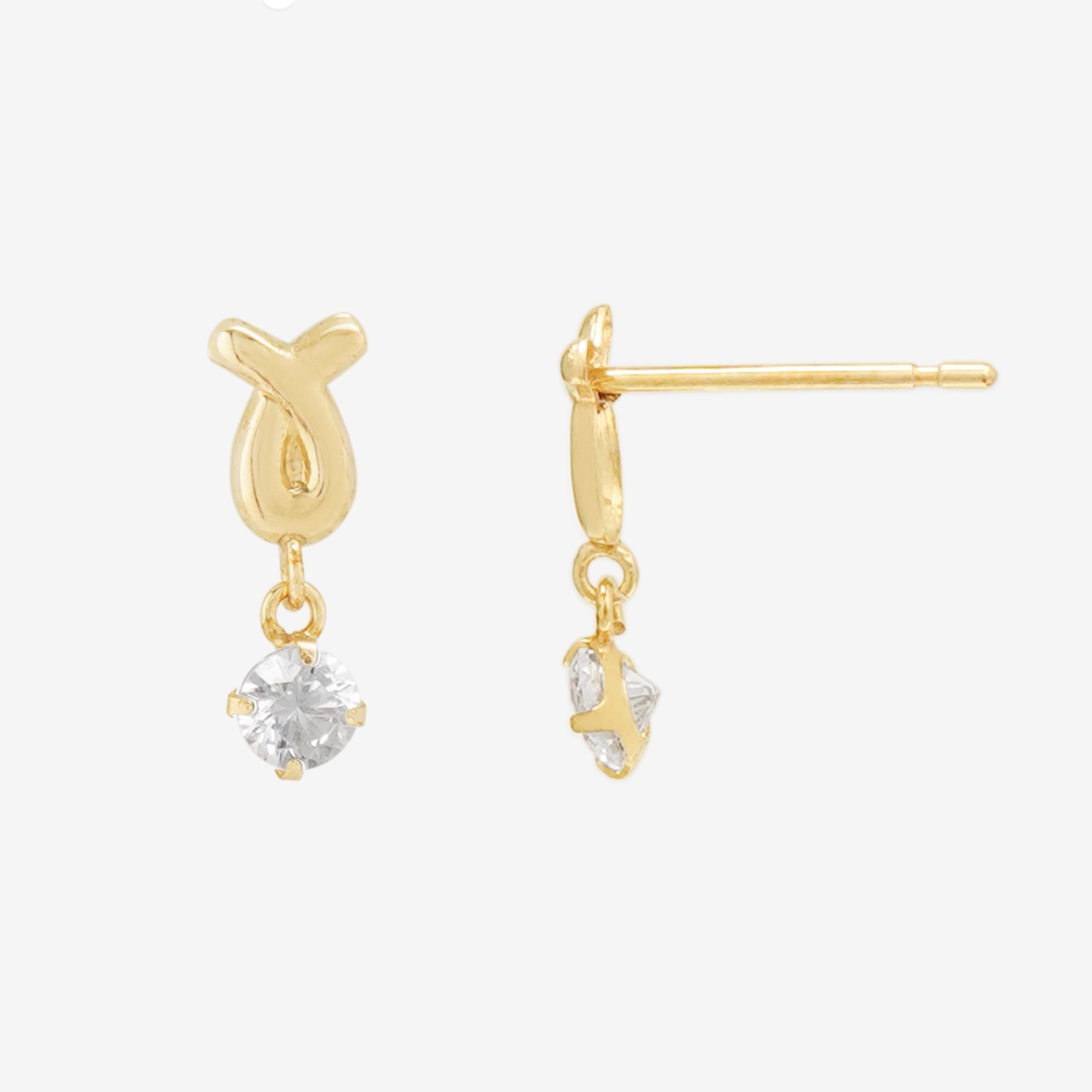 K10 イエローゴールド キュービックジルコニア ピアス