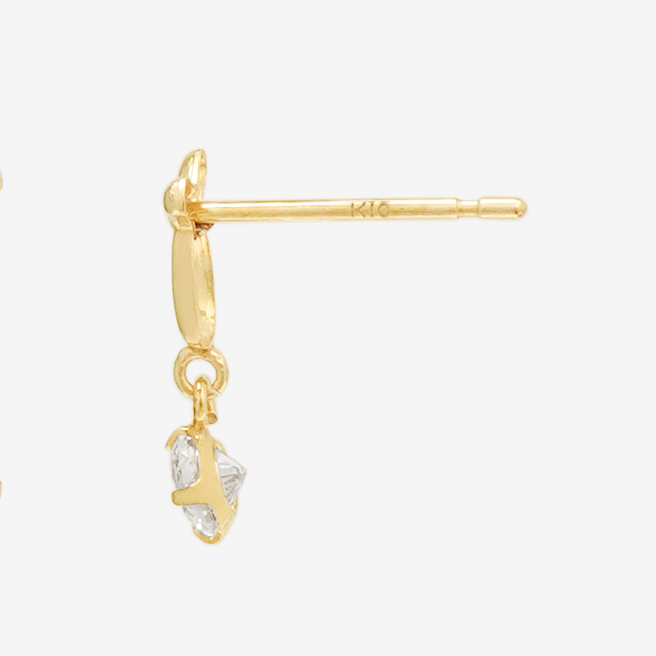 K10 イエローゴールド キュービックジルコニア ピアス