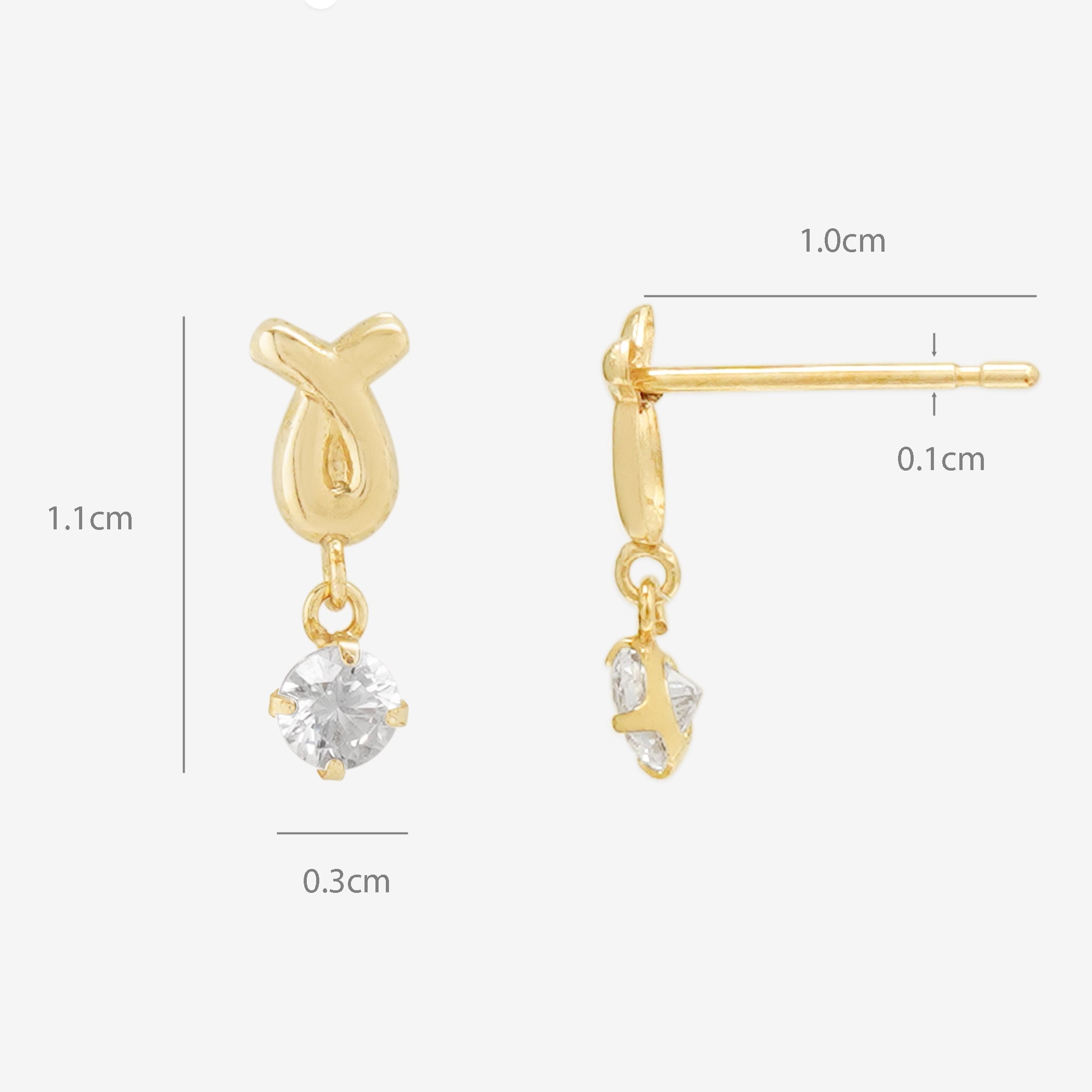 K10 イエローゴールド キュービックジルコニア ピアス