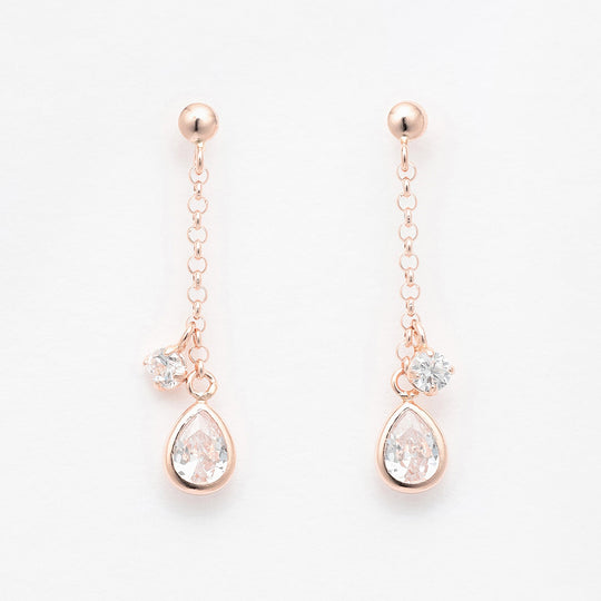 【WEB限定】K10 ピンクゴールド キュービックジルコニア しずく ピアス