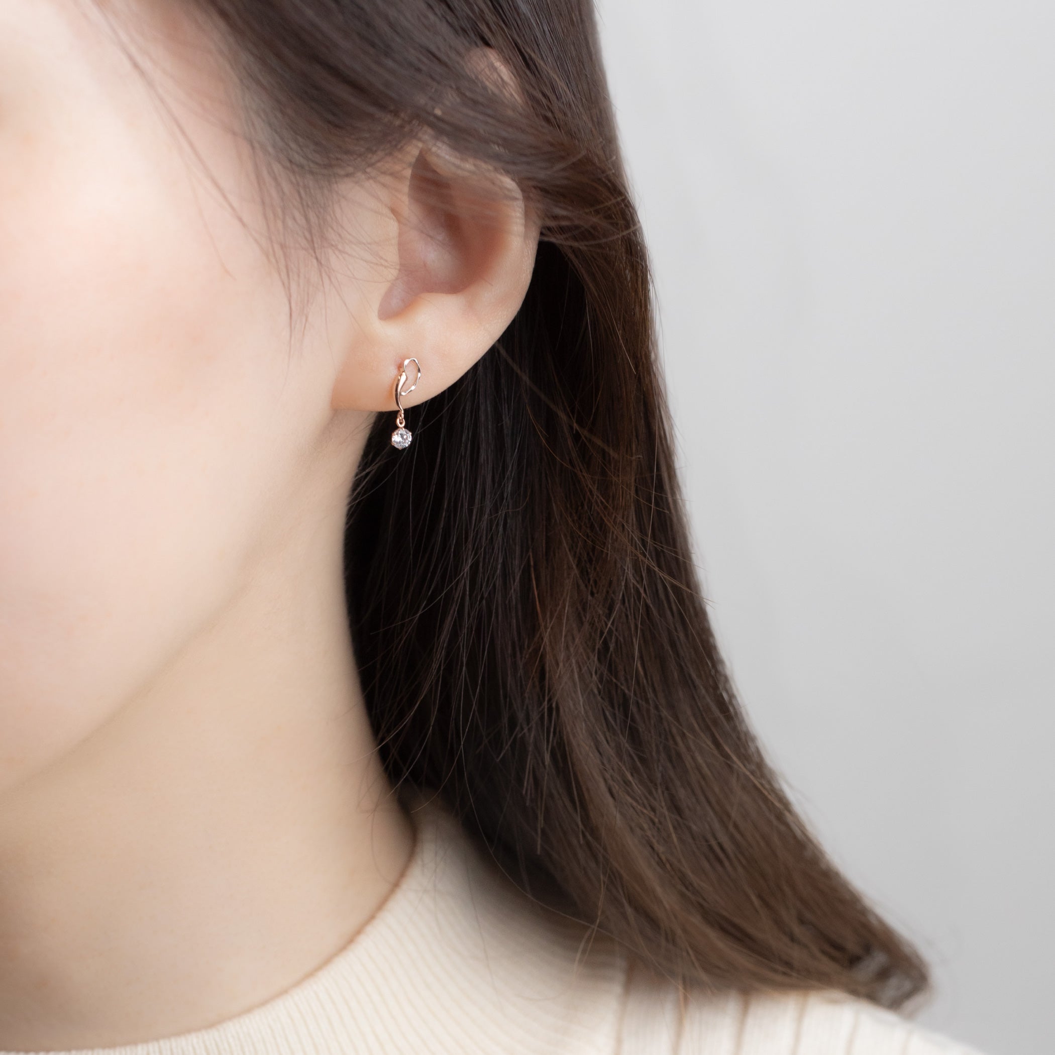 K10 ピンクゴールド/プラチナ キュービックジルコニア ピアス