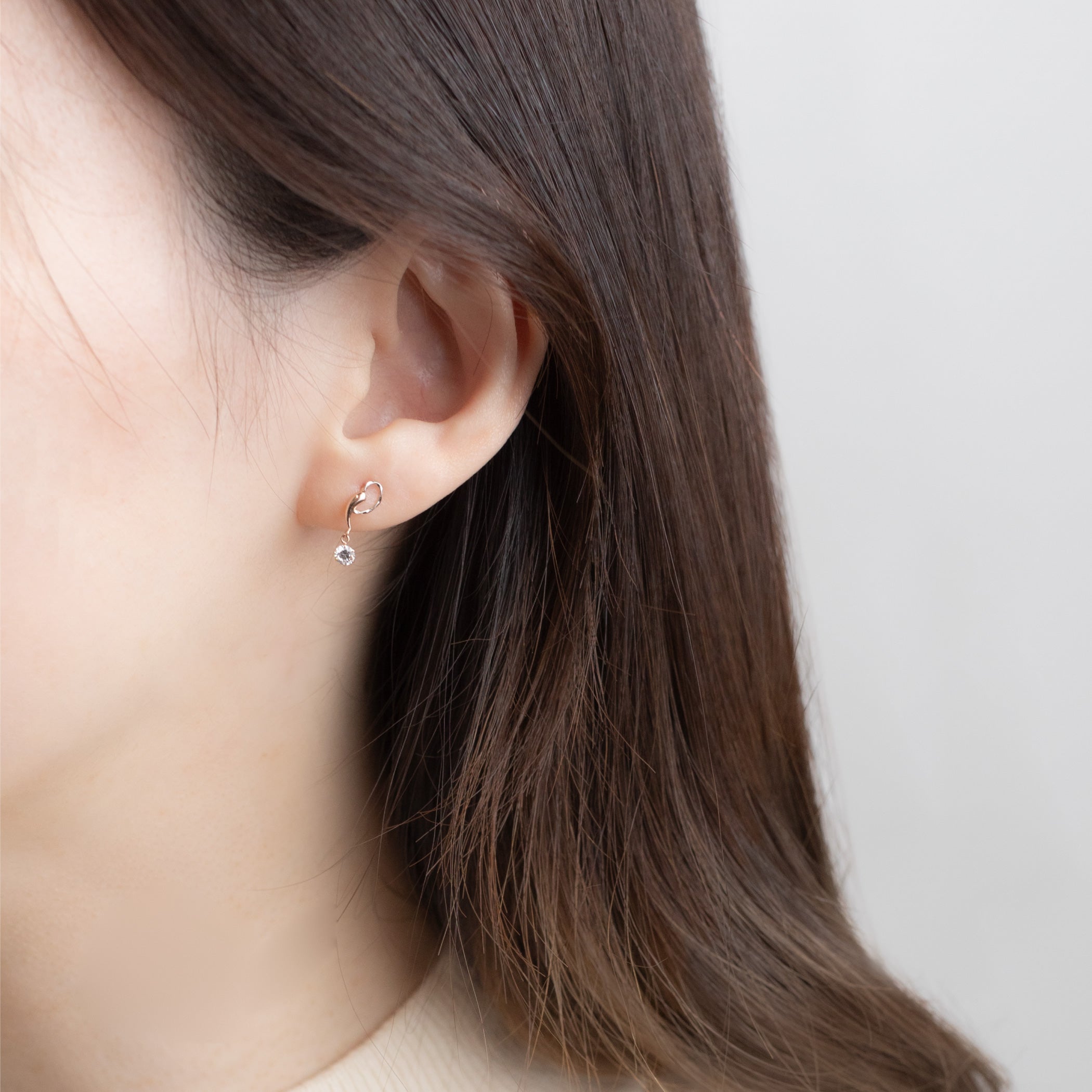 K10 ピンクゴールド/プラチナ キュービックジルコニア ピアス