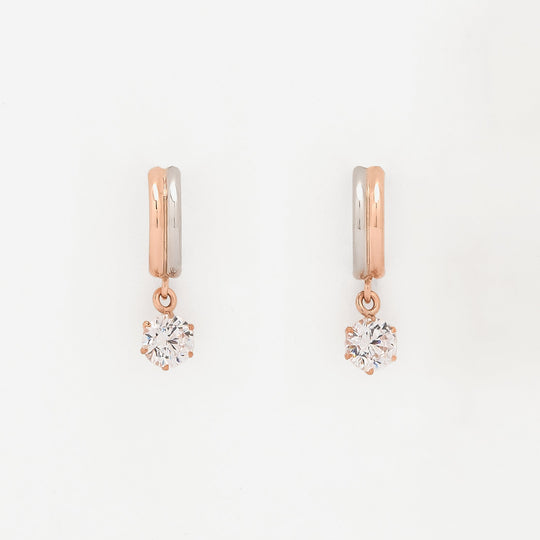 K10 ピンクゴールド/プラチナ キュービックジルコニア ピアス