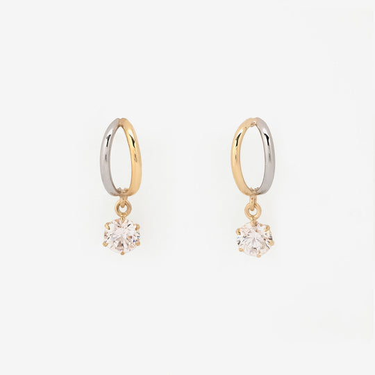 K10 イエローゴールド/プラチナ キュービックジルコニア ピアス