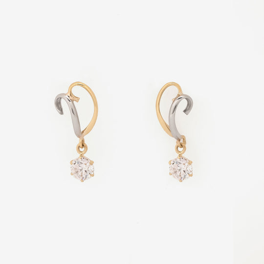 K10 イエローゴールド/プラチナ キュービックジルコニア ピアス