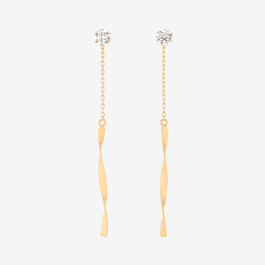 K10 イエローゴールド キュービックジルコニア ピアス