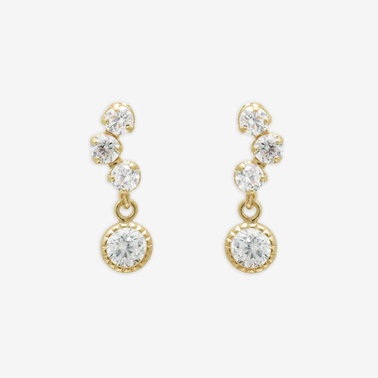 K10 イエローゴールド キュービックジルコニア ピアス