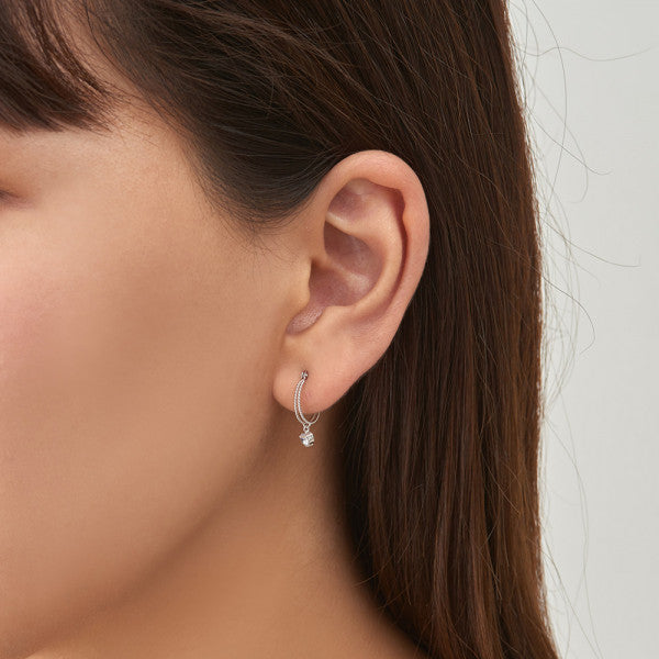 K10 ホワイトゴールド キュービックジルコニア フープ ピアス（10mm）