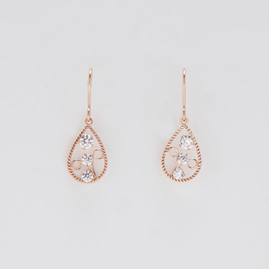 K10 ピンクゴールド キュービックジルコニア フック ピアス