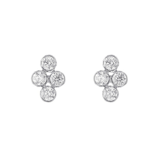 K18 ホワイトゴールド キュービックジルコニア クロス ピアス