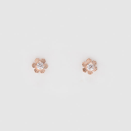 K10 ピンクゴールド キュービックジルコニア フラワー ピアス