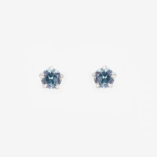 K18 ホワイトゴールド キュービックジルコニア ピアス（ブルー）