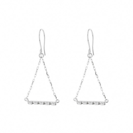 K10 ホワイトゴールド キュービックジルコニア トライアングル フック ピアス