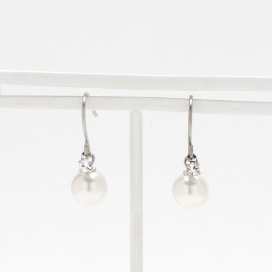 ★今だけ送料無料！★真鍮 パール チタンポスト パール フック ピアス