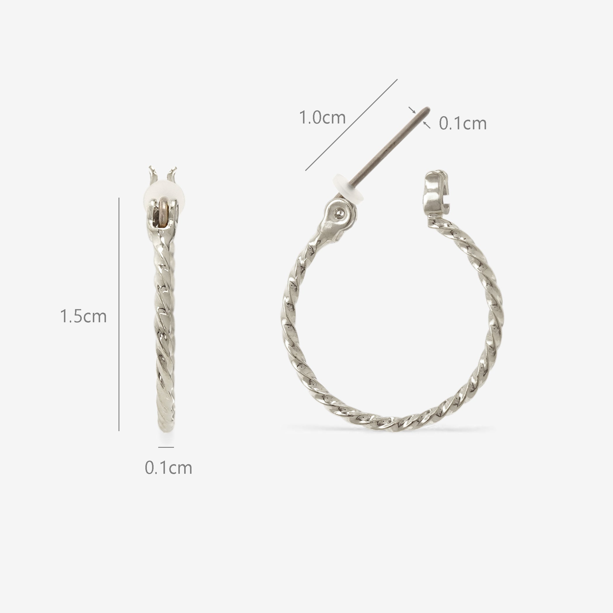フープ ピアス（ポスト チタン）（15mm）
