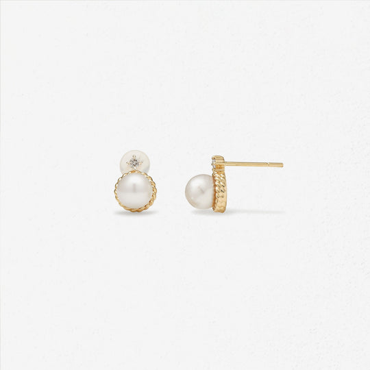 6月誕生石 K10 イエローゴールド あこや真珠 ピアス