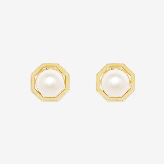 6月誕生石 K10 イエローゴールド あこや真珠 ピアス