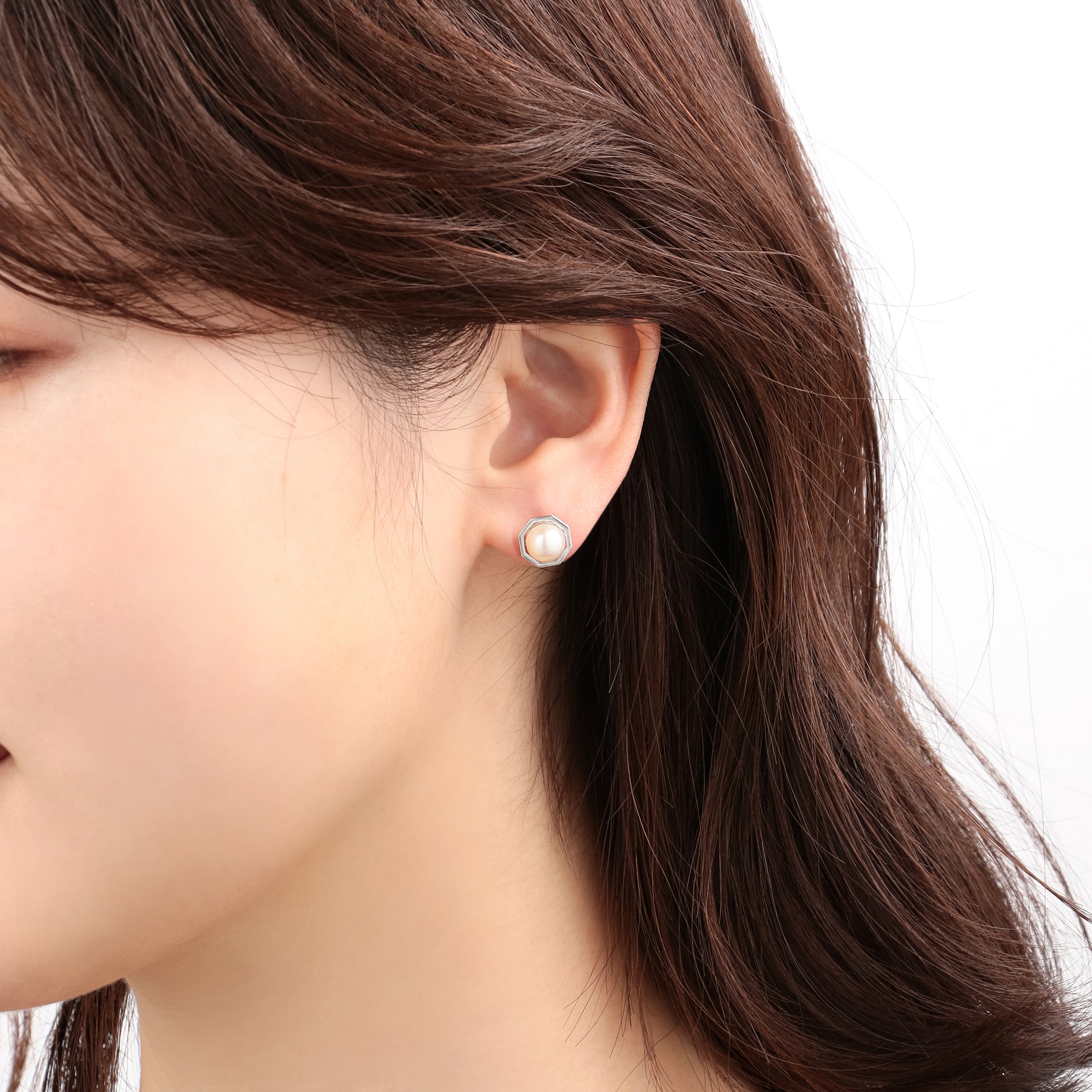 6月誕生石 K10 ホワイトゴールド あこや真珠 ピアス