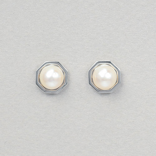 6月誕生石 K10 ホワイトゴールド あこや真珠 ピアス