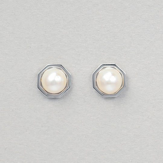 6月誕生石 K10 ホワイトゴールド あこや真珠 ピアス