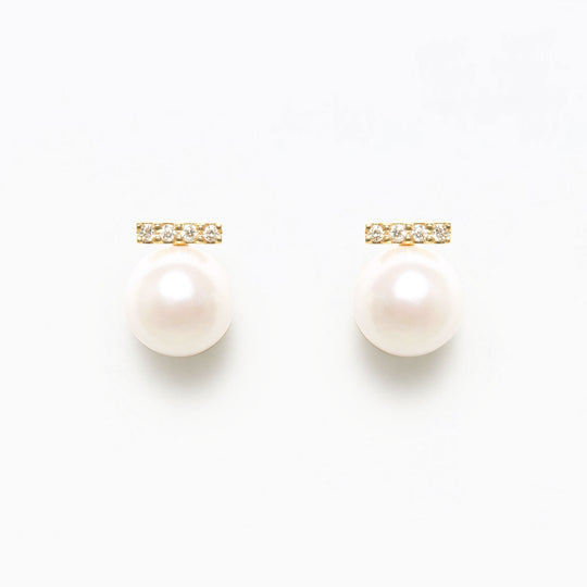 6月誕生石 K10 イエローゴールド あこや真珠 ピアス