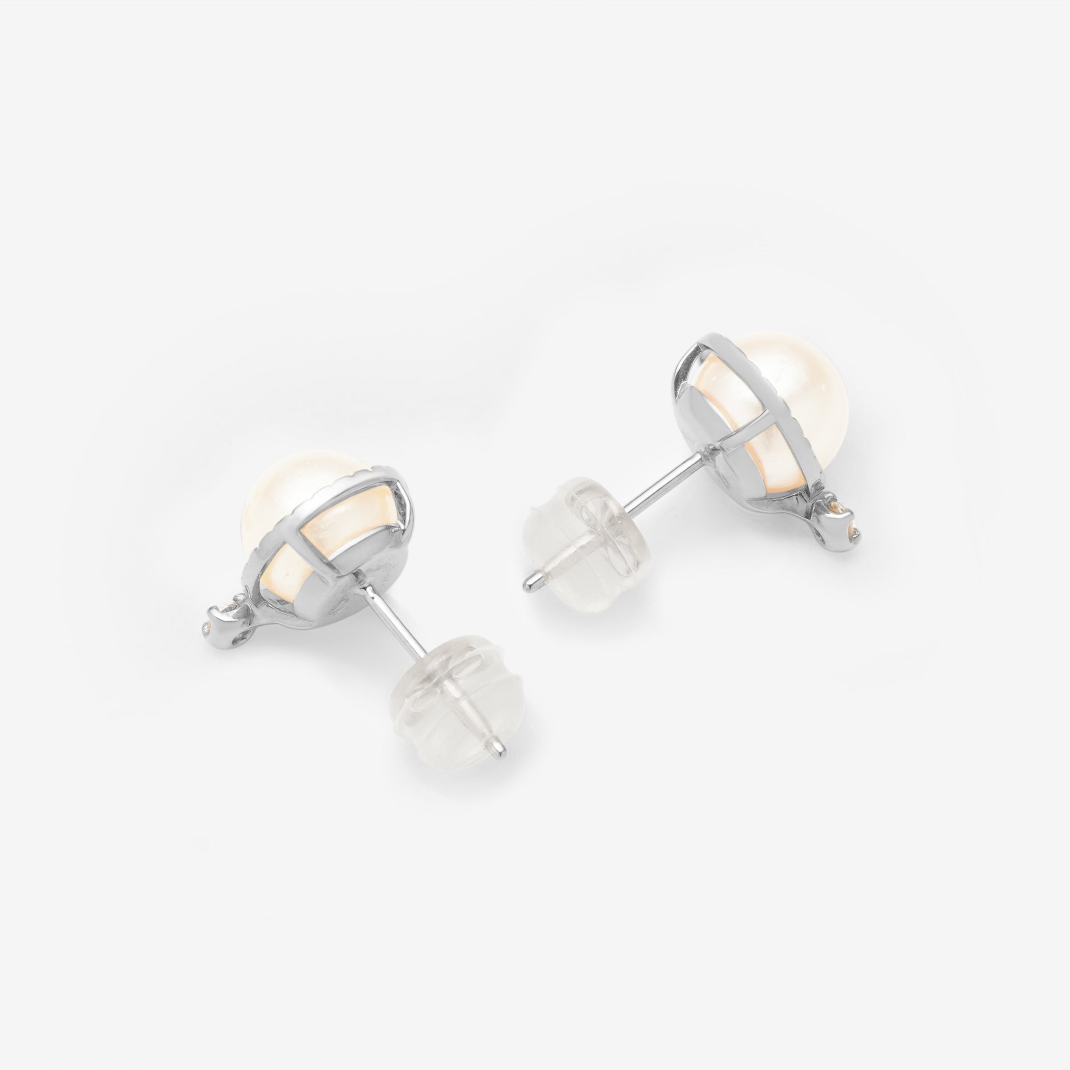 6月誕生石 K10 ホワイトゴールド あこや真珠 ピアス