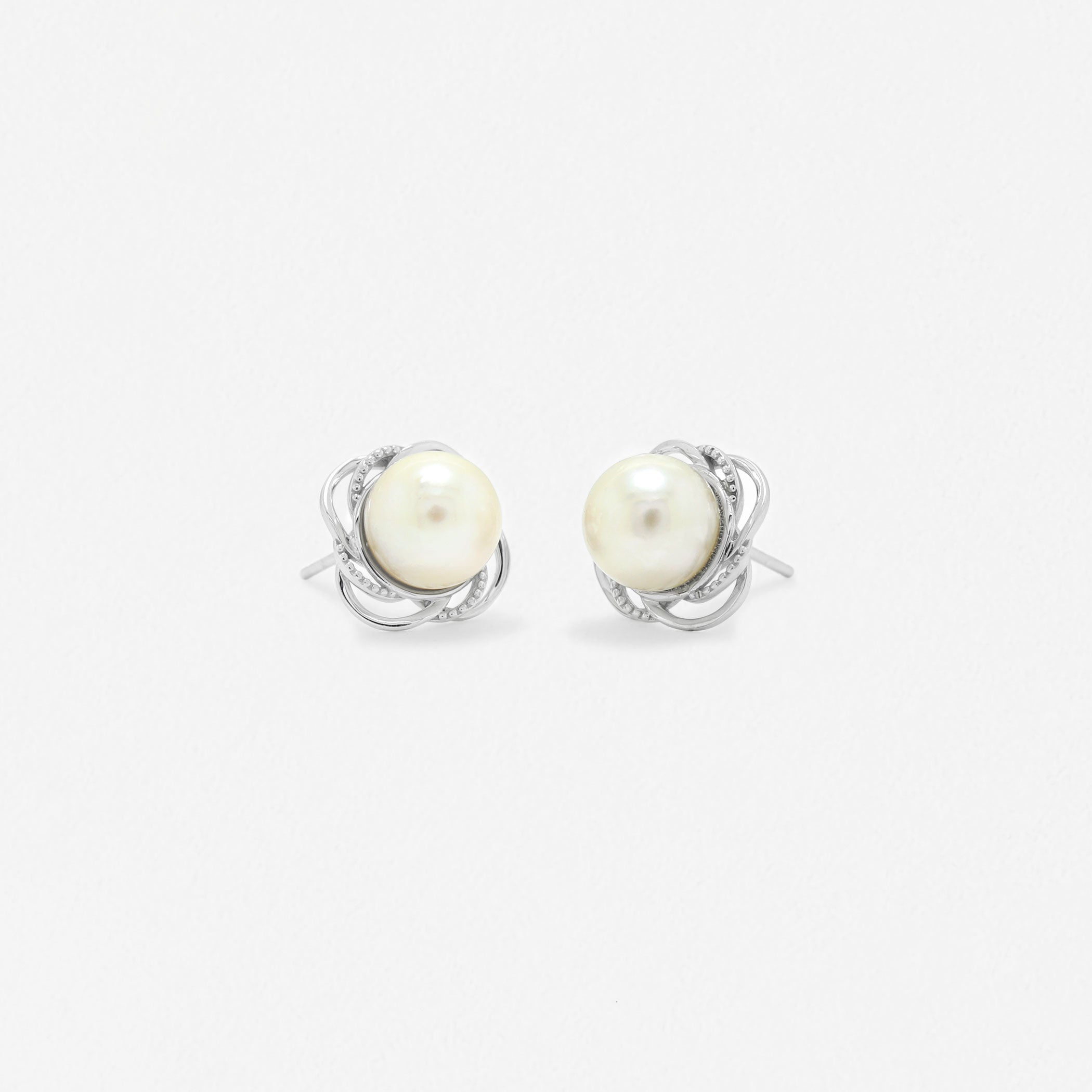 6月誕生石 K10 ホワイトゴールド あこや真珠 ピアス