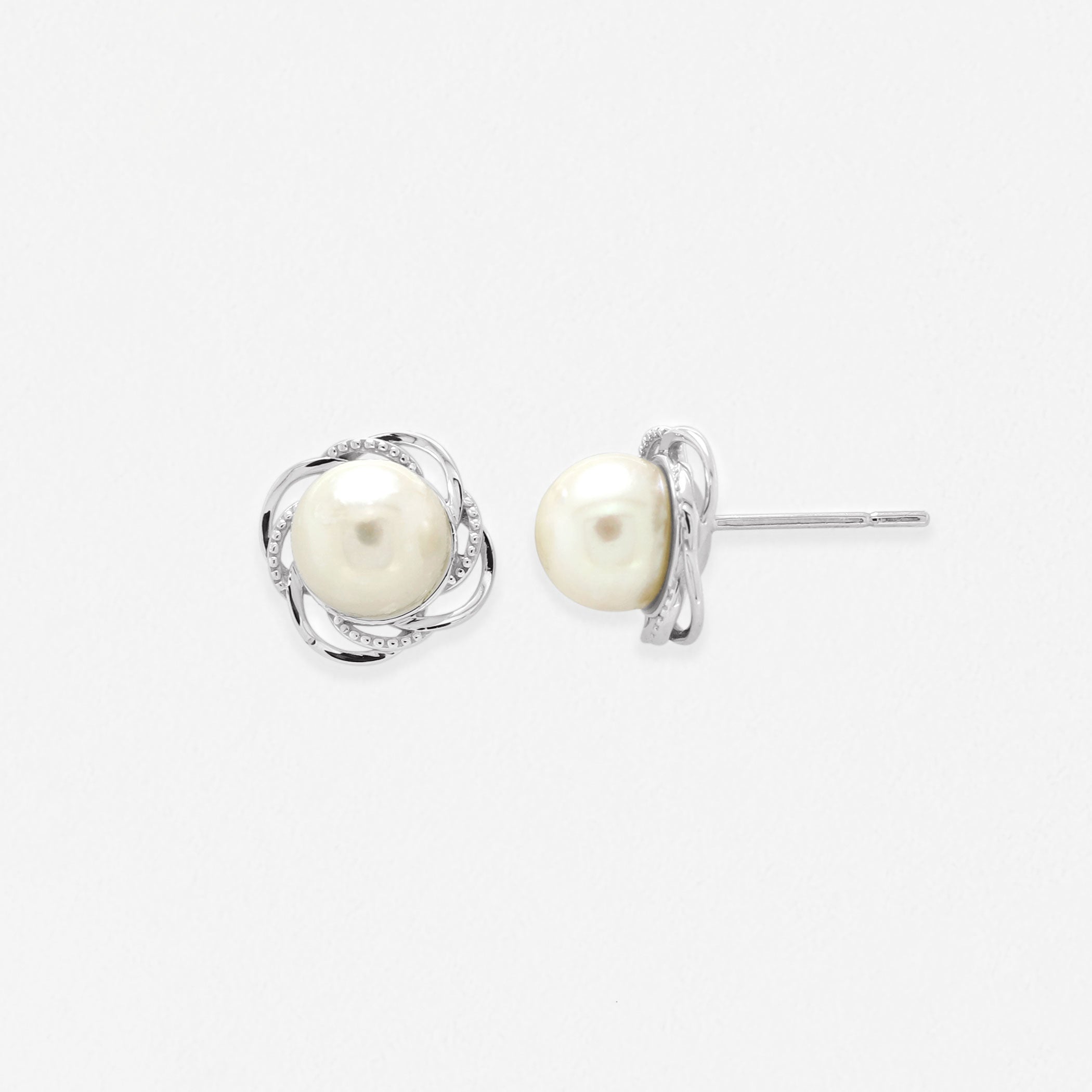 6月誕生石 K10 ホワイトゴールド あこや真珠 ピアス