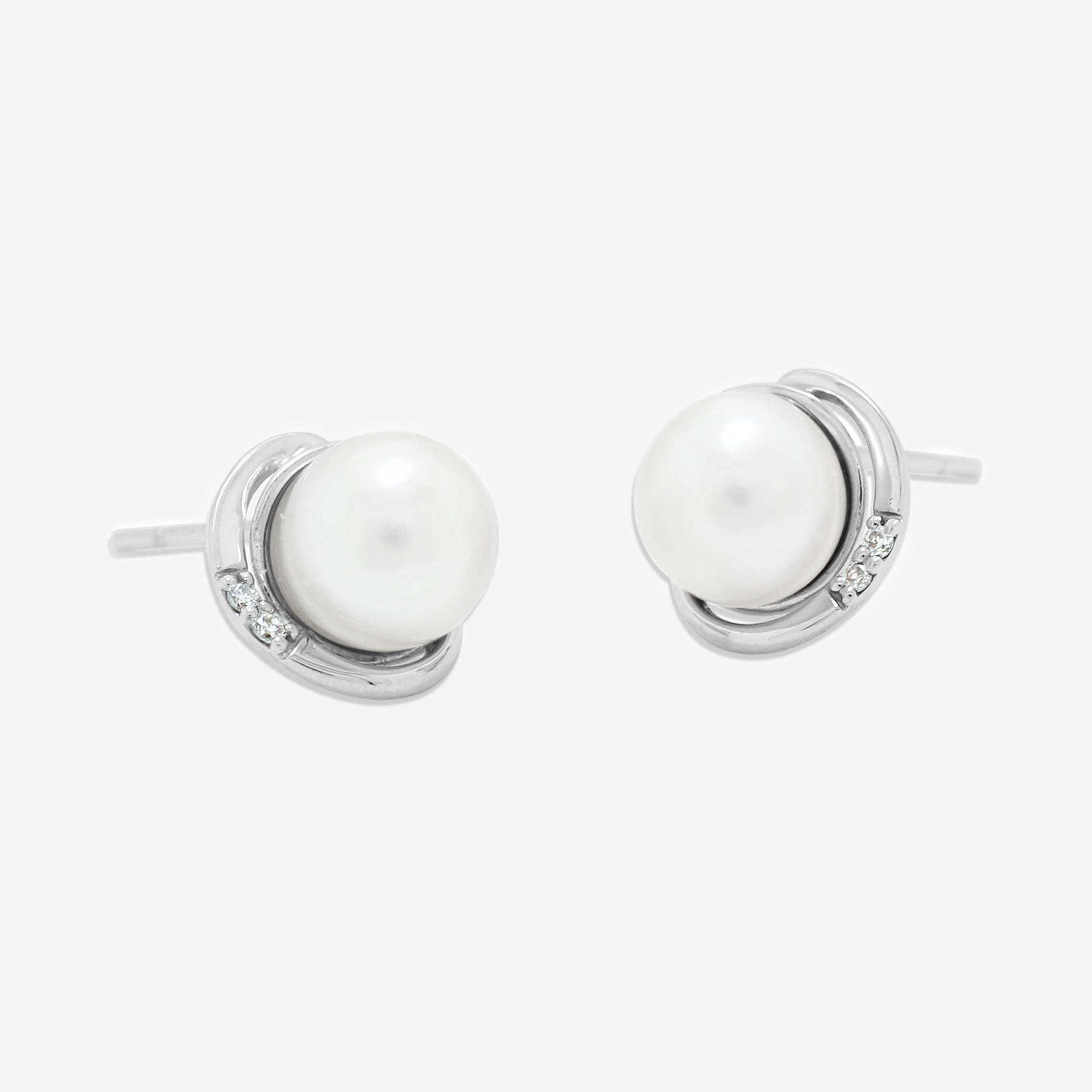 6月誕生石 K10 ホワイトゴールド あこや真珠 ピアス
