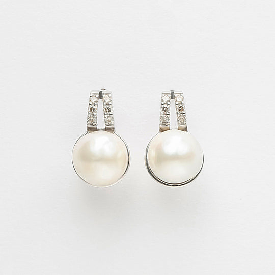 6月誕生石 K10 ホワイトゴールド あこや真珠 ピアス