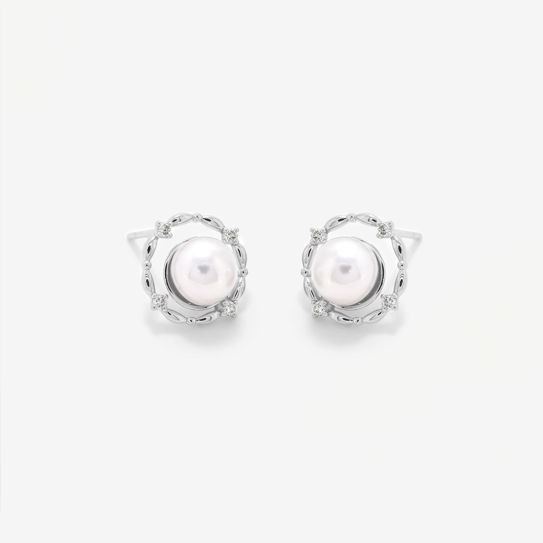 6月誕生石 K10 ホワイトゴールド あこや真珠 ピアス