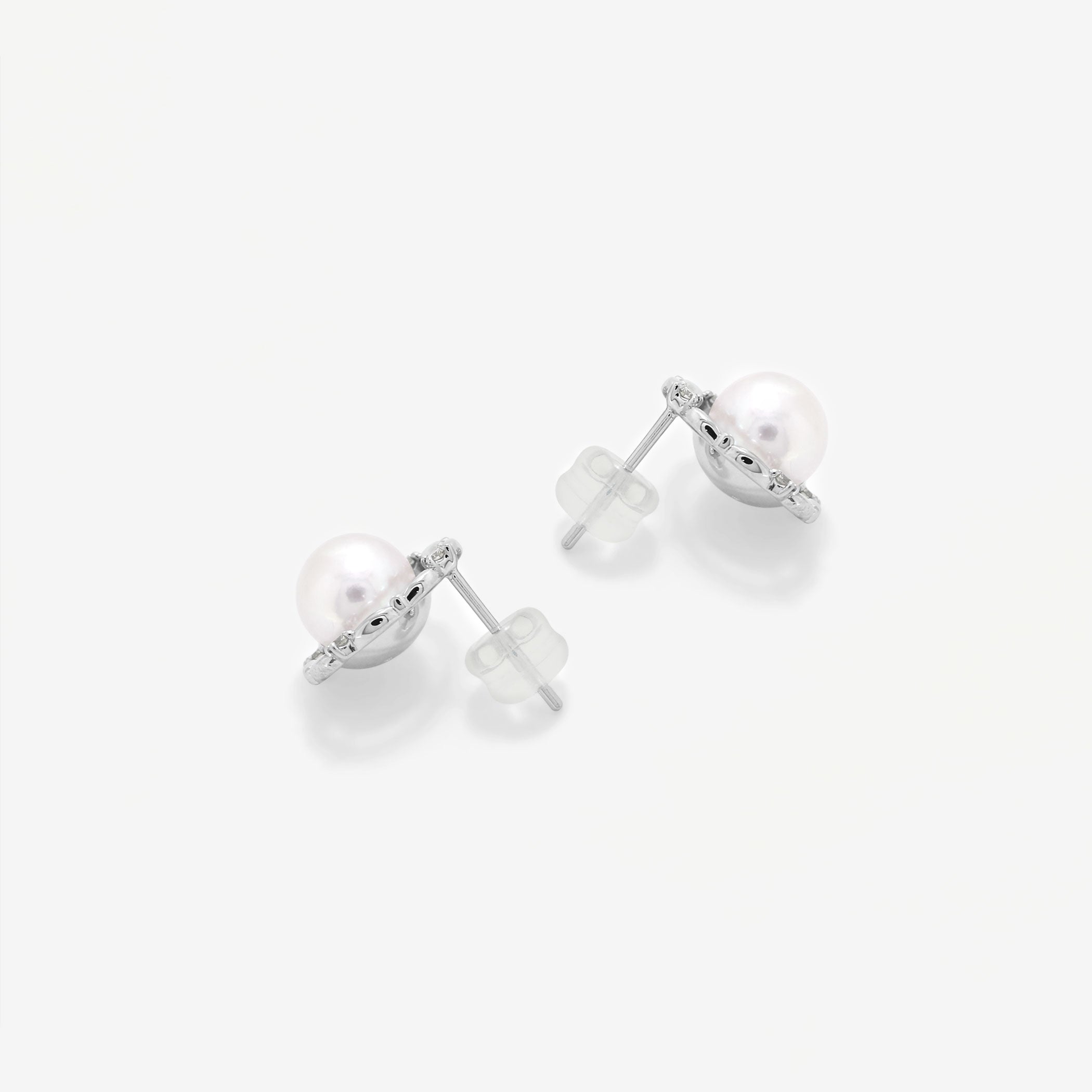 6月誕生石 K10 ホワイトゴールド あこや真珠 ピアス