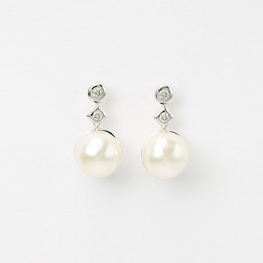 6月誕生石 K10 ホワイトゴールド あこや真珠 ピアス