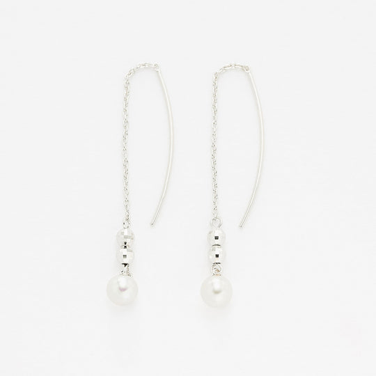 【WEB限定】6月誕生石 K10 ホワイトゴールド 淡水パール アメリカン ピアス