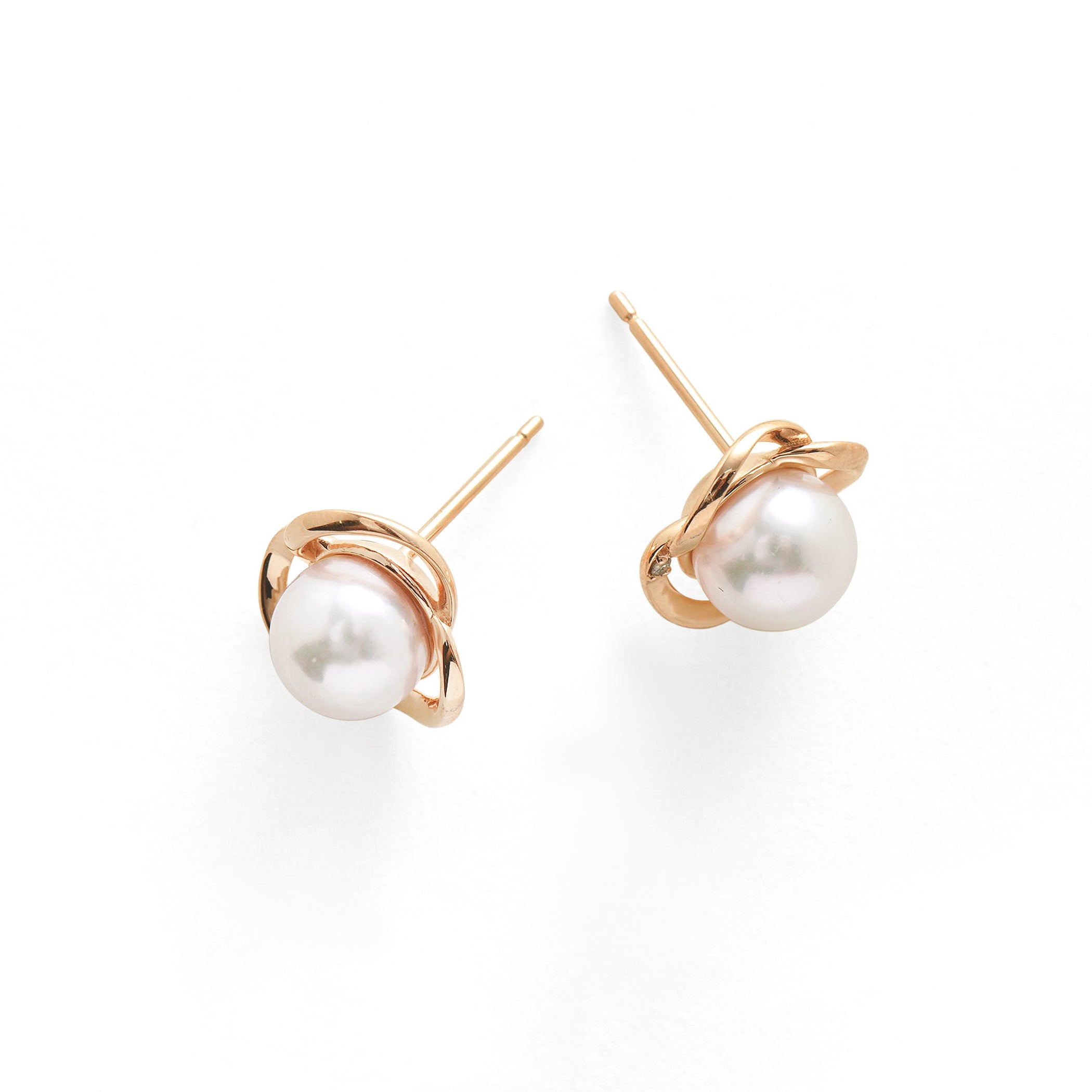 6月誕生石 K10 ピンクゴールド あこや真珠 ピアス