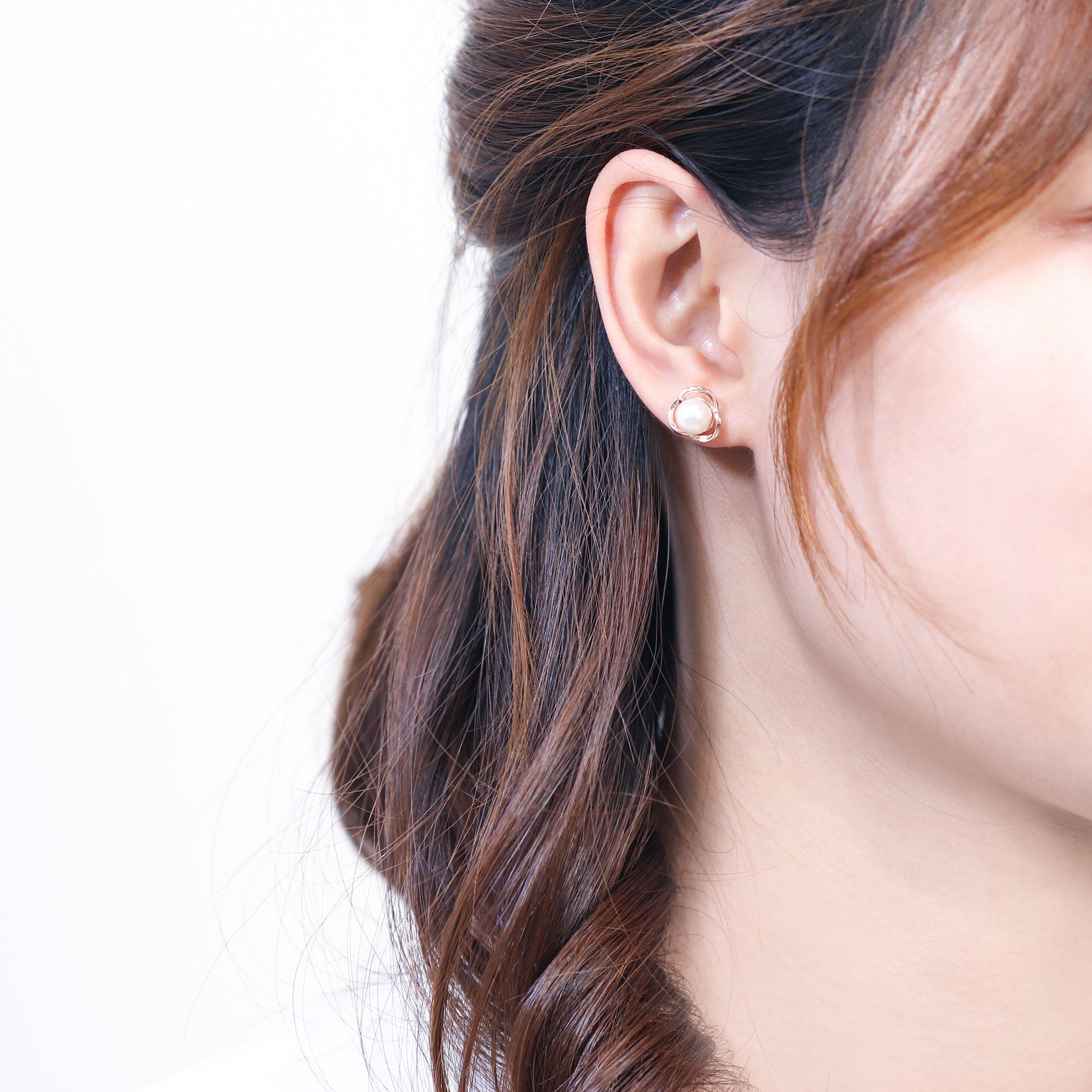 6月誕生石 K10 ピンクゴールド あこや真珠 ピアス