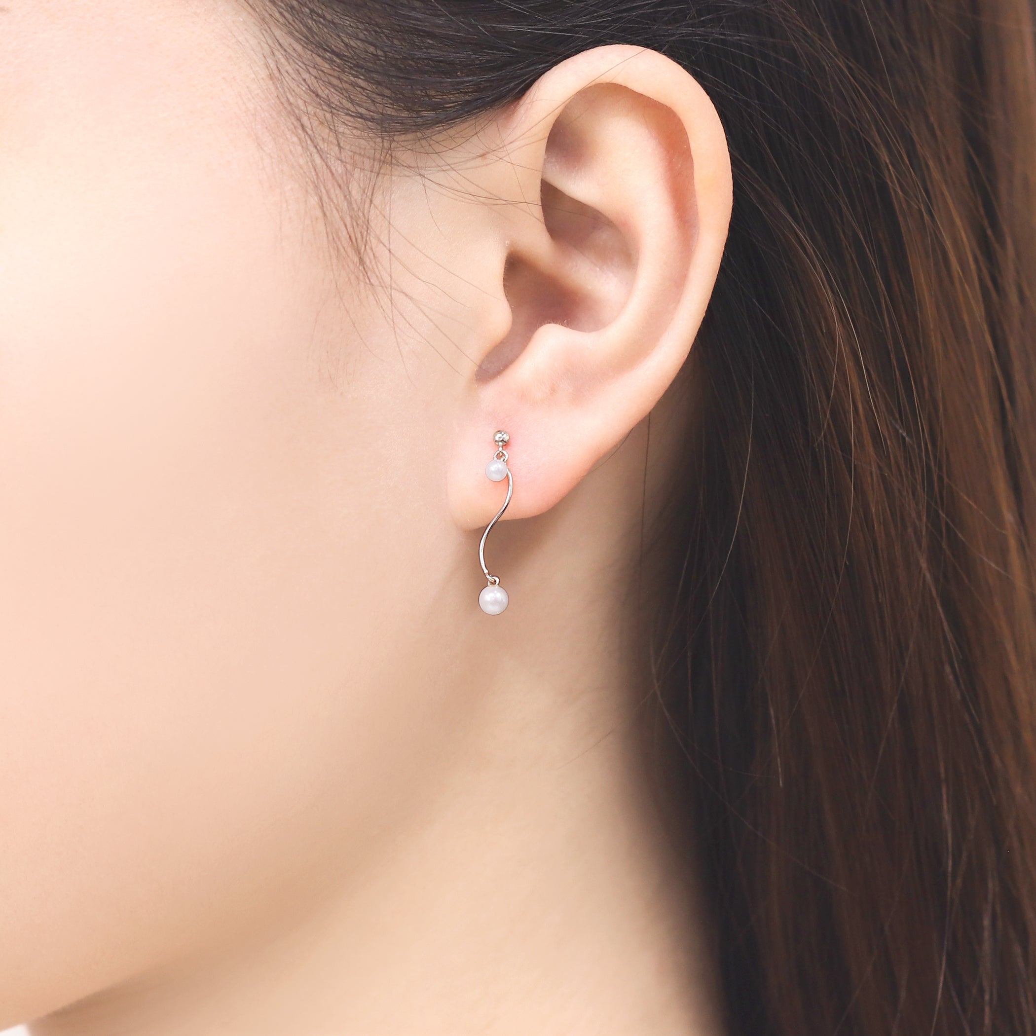 6月誕生石 K10 イエローゴールド 淡水パール ピアス