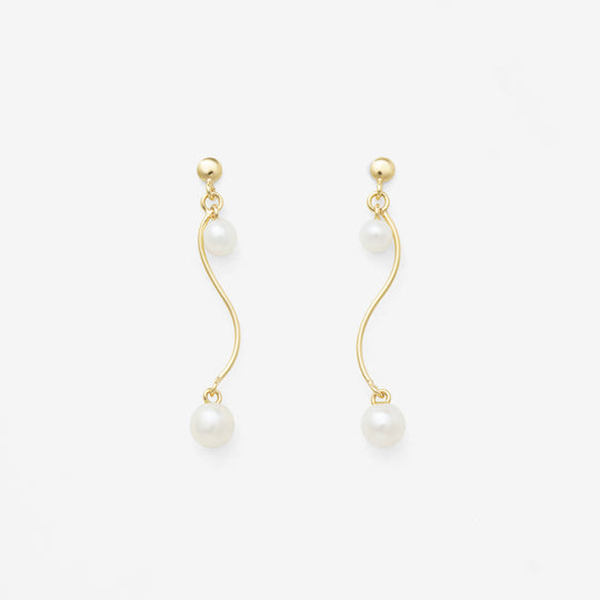 6月誕生石 K10 イエローゴールド 淡水パール ピアス