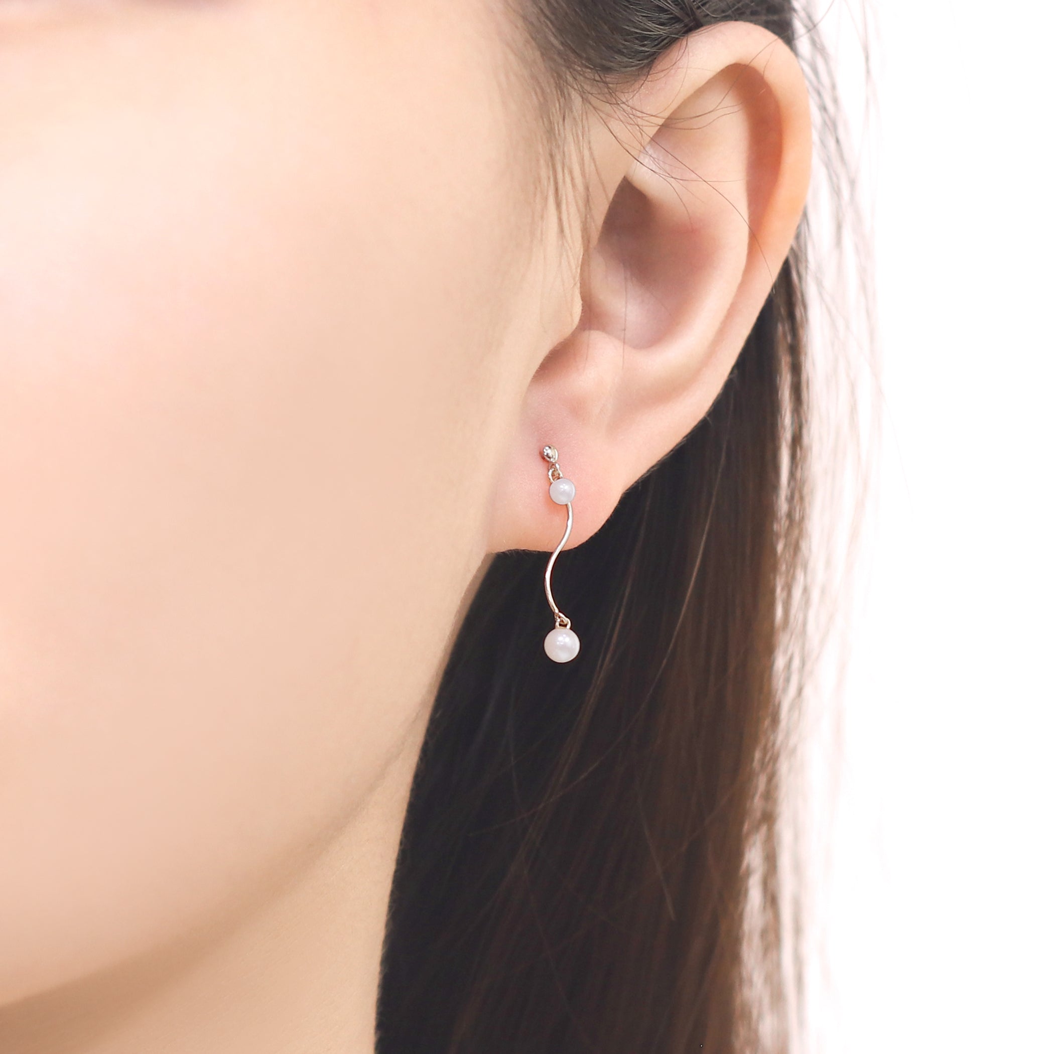 6月誕生石 K10 イエローゴールド 淡水パール ピアス