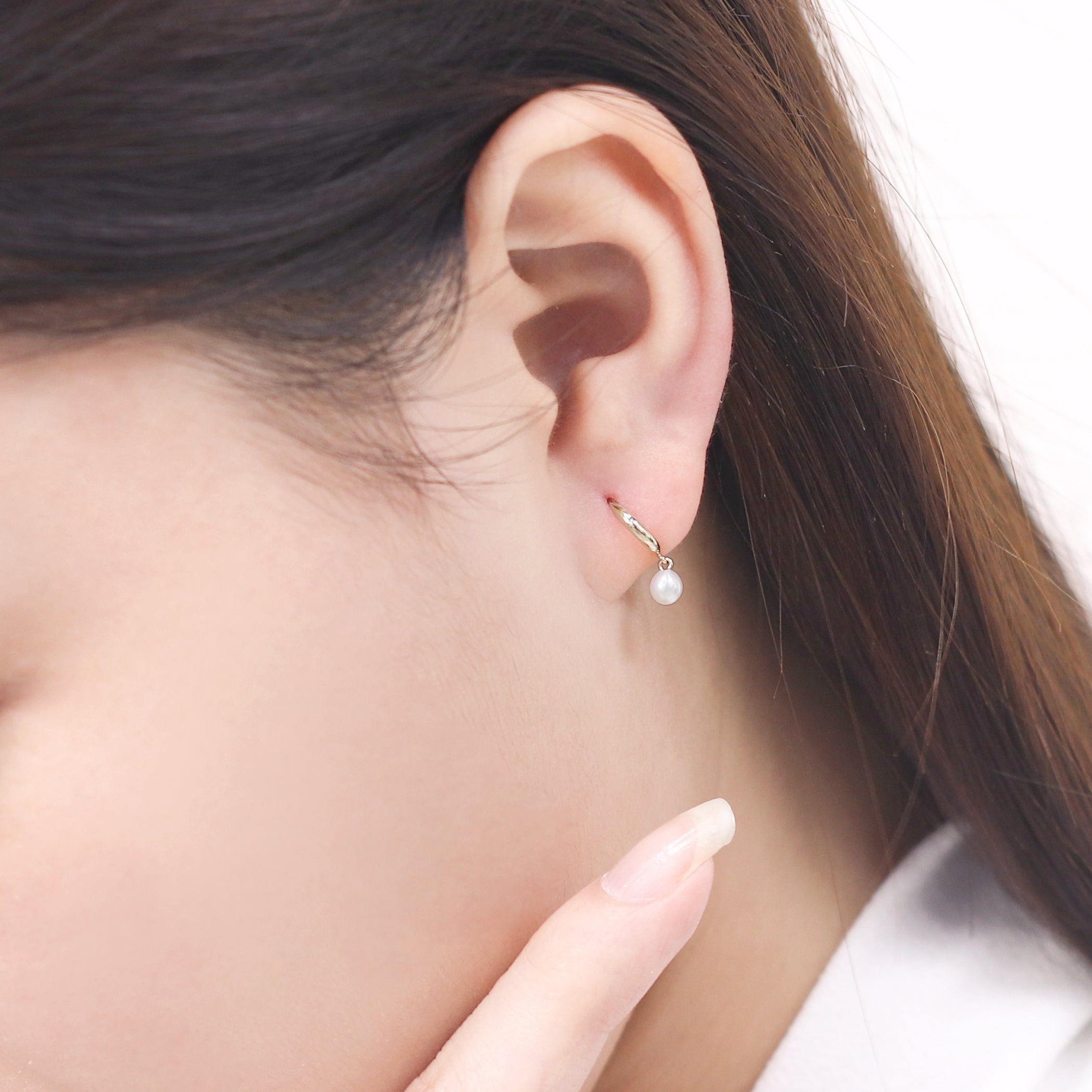 6月誕生石 K10 イエローゴールド 淡水パール ピアス