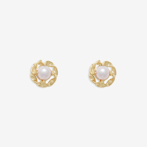 6月誕生石 K10 イエローゴールド 淡水パール ピアス