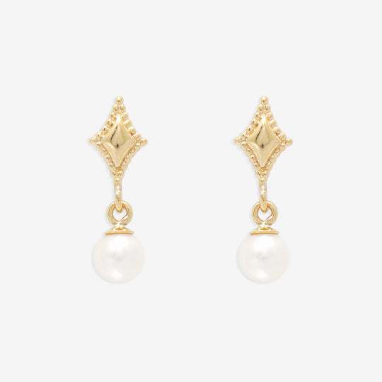 6月誕生石 K18 イエローゴールド 淡水パール ピアス