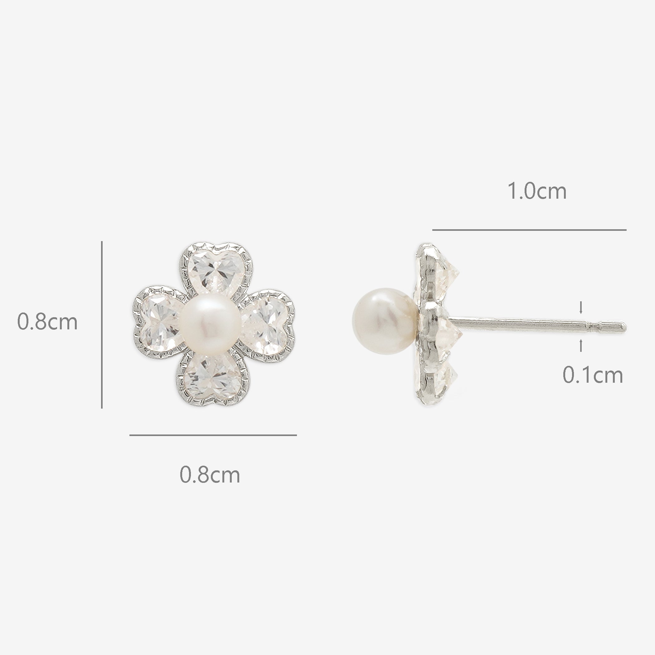 6月誕生石 K10 ホワイトゴールド 淡水パール クローバー ピアス