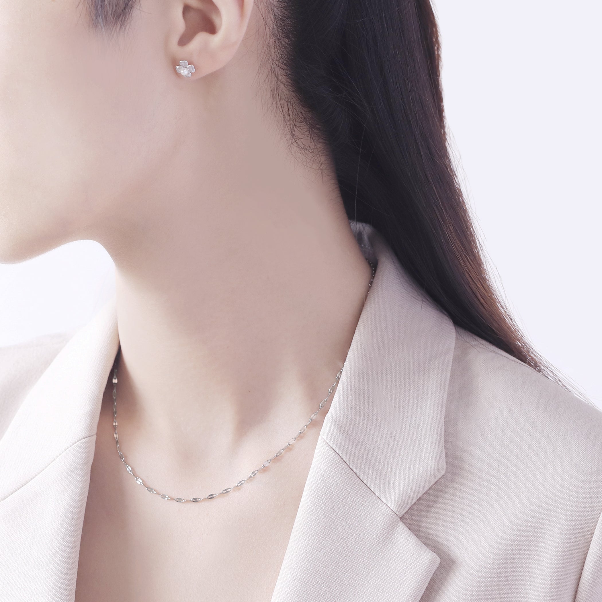 クローバー ピアス ホワイトゴールド 6月誕生石 K10 ホワイトゴールド 淡水パール クローバー ピアス