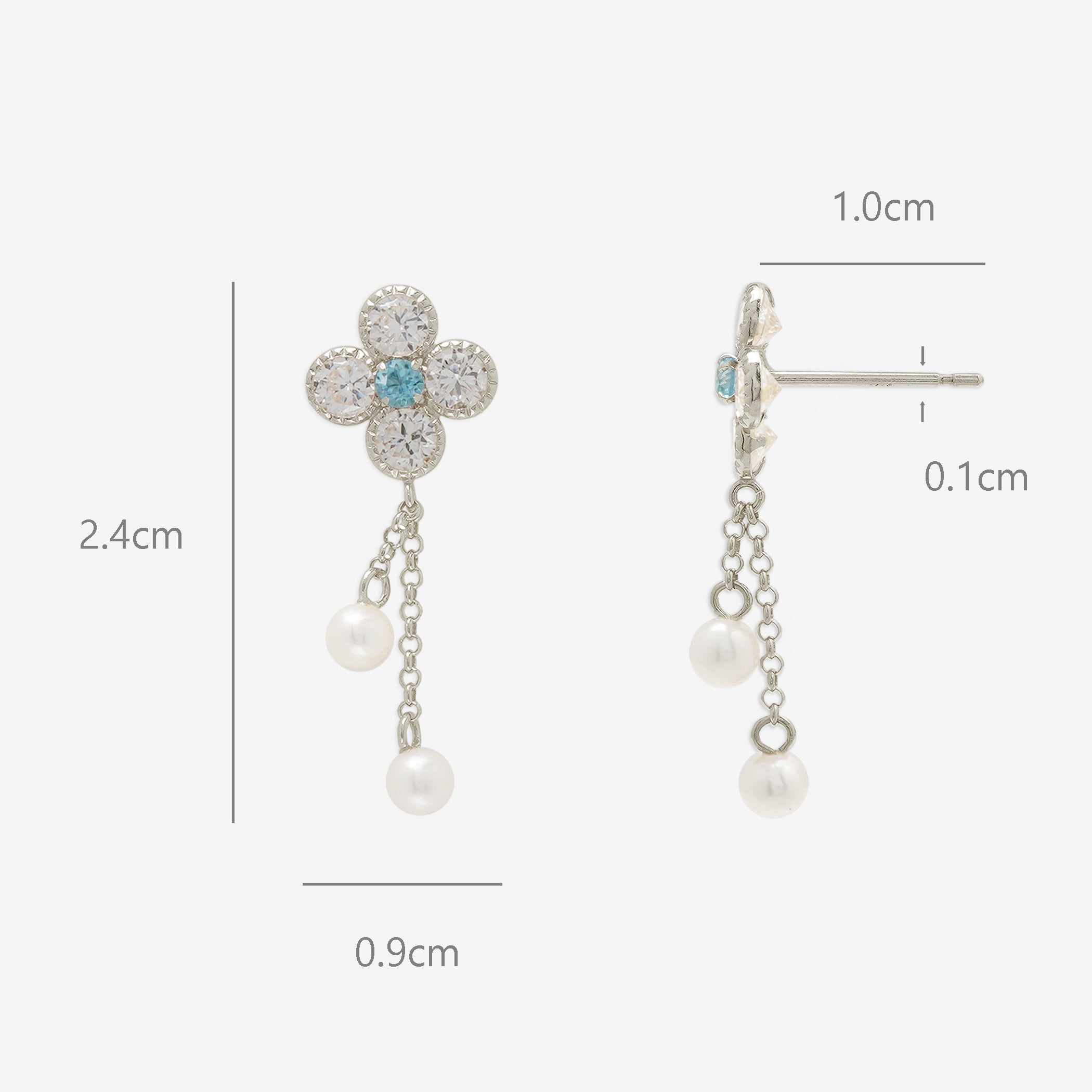 ホワイトゴールドリーフフラワークリップピアス LUPIS ピアス フラワー クリアホワイト オーロラ ゴールド S925