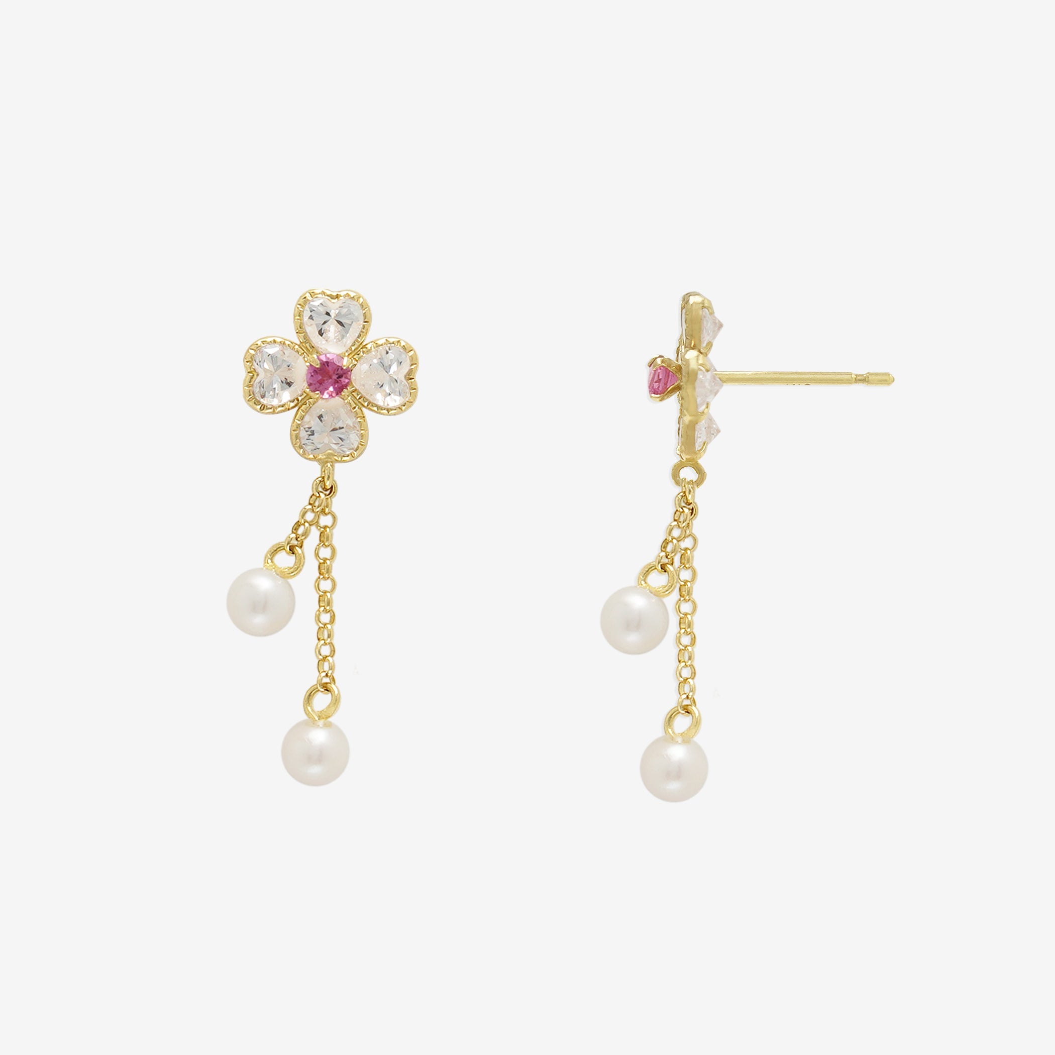 10月誕生石 K10 イエローゴールド ピンクトルマリン クローバー